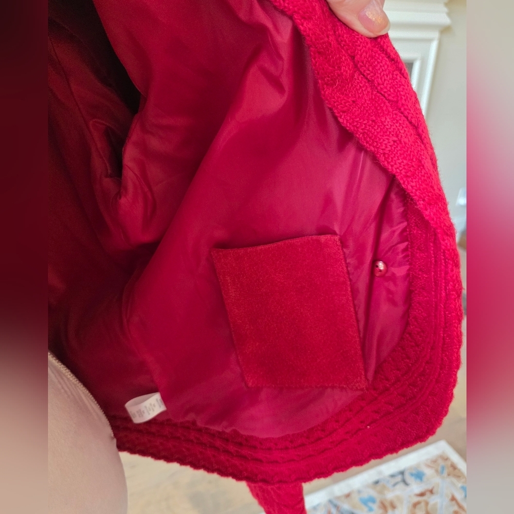 Coldwater Creek Red Suede Leather Cable Knit Jacket Size Large L - Picture 2 of 16